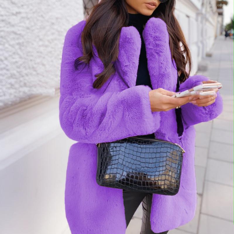 

Теплая куртка из искусственной кожи с лацканами и длинными рукавами, однотонная 3XL