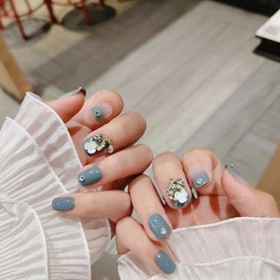 Daisy Blue Big Stone Nail Tip Sticker