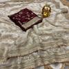 Saree da Sera per il Gran Lancio - Lavorazione con Perline Spazio Seta Velluto Edizione Lucida