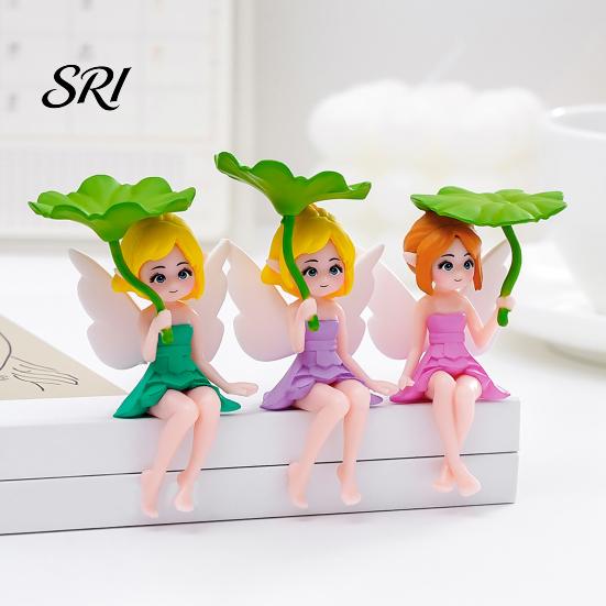 Fairy Garden Decor Miniature Figurines Little Girls Ornaments with Lotus Leaf for Small Decoration Flower Pot Moss Landscapes Home Desk Shelf Car