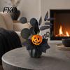 Halloween Pumpkin Decoration Spooky Decoration, Eyeball Figurine with Black Artificial Lifelike Leaves, Holiday Party Ornament for Home,