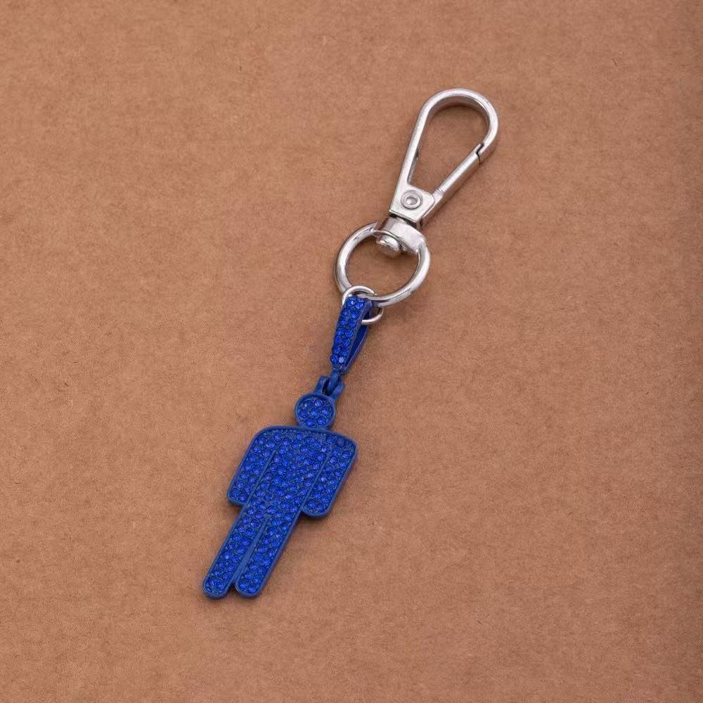 

Мультяшный брелок-подвеска с косой головой, брелок для ключей от машины со смещенным стразом для мужчин и женщин синий