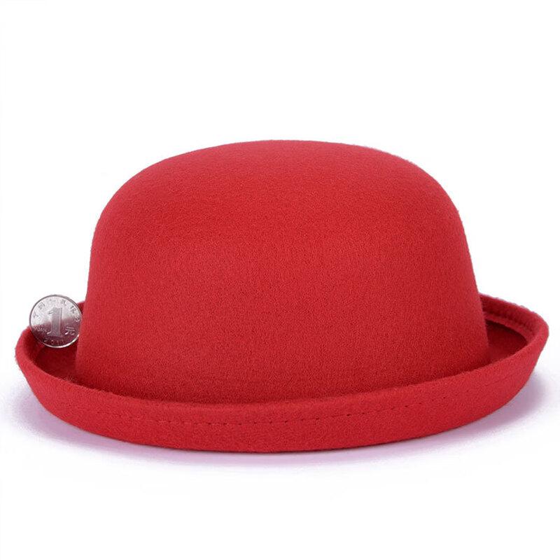 ZHENYUEQI Parent-Child Imitation Wool Felt British Round Top Hat