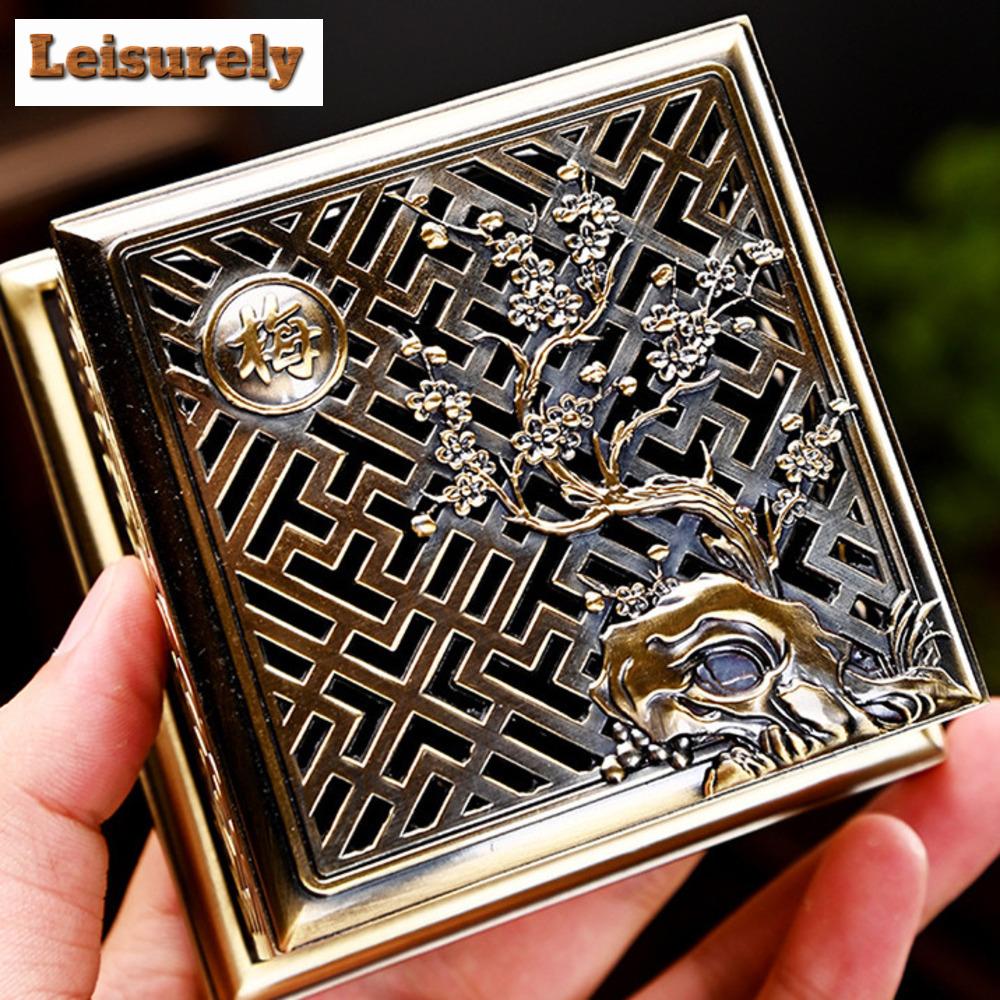Antique Zinc Alloy Square Incense Burner Heart Sutra Plate Censer Burner Holder Aromatherapy Furnace Tea Room Study Tea Ceremony