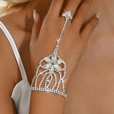 Fashion Rhinestone Finger Bracelet Exaggerated Personality Shining Trend Design Bracelet Jewelry Women'S Bracelet