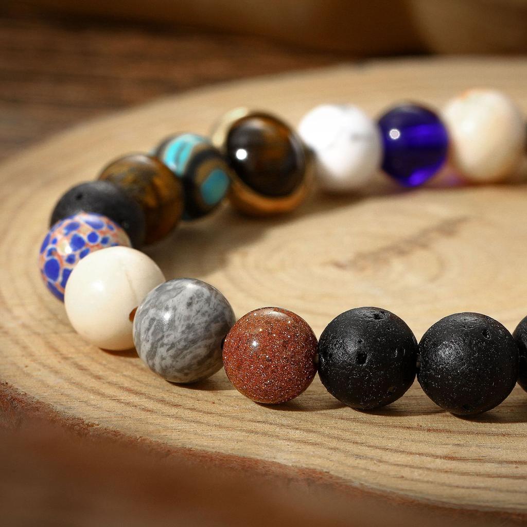 Retro Couple Bracelet, Starry Sky Milky Way Bracelet, Volcanic Stone Eight Galaxies Bracelet.
