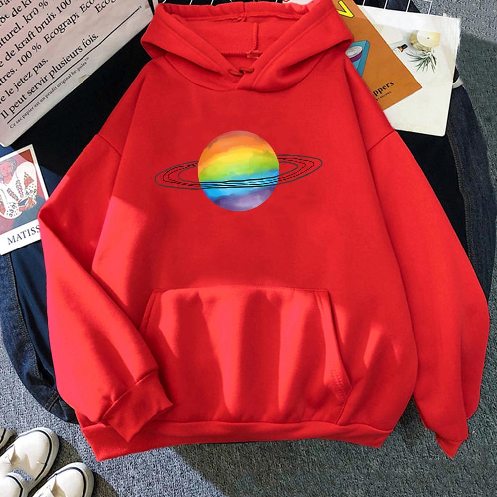 LGBT Streetwear Rainbow Planet Print Hoodie Harajuku Long Sleeve Hoody Ladies Tops Men Regular Sweatshirts Sudaderas Para