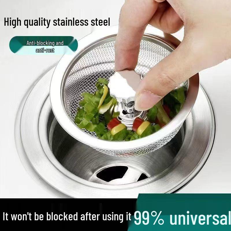 Universal Stainless Steel Anti-Clog Sink Drain Filter and Cover for Kitchen and Dishwashing - Large Size