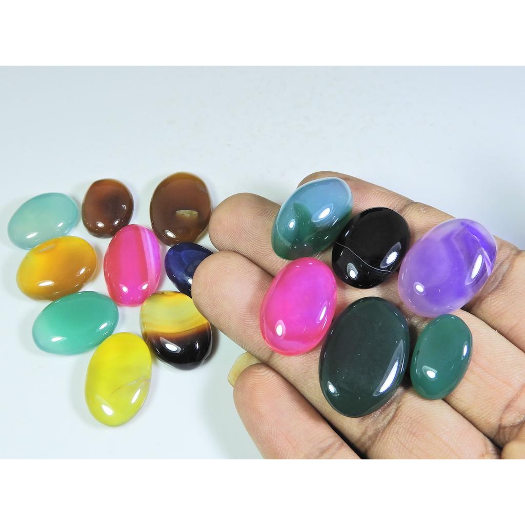 270Cts. Natural Onyx Agate Ring Size Oval Cabochon Loose Gemstone 16Pcs Lot A-640