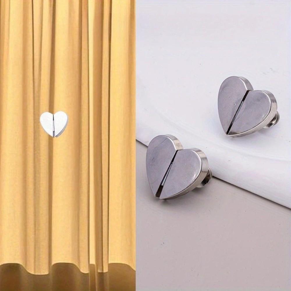 8PCS Heart-Shaped Magnetic Curtain Buckle Anti-Slip Detachable Snap Hooks  Bathroom