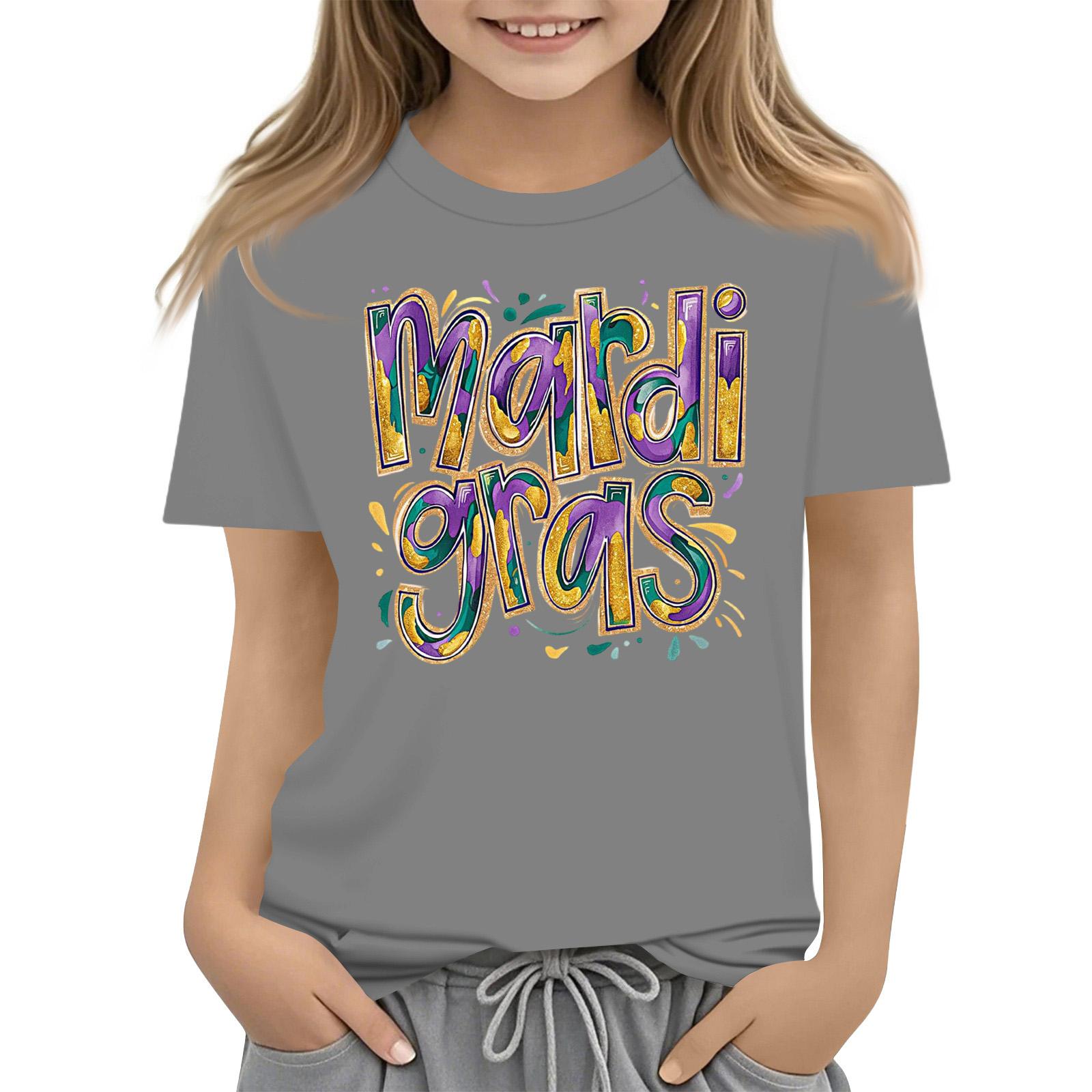 

Children s casual carnival print T-shirt, round neck pullover short-sleeve top 130