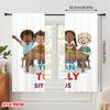 2pcs 2D Flat Printing Curtain Inclusion Kindness Friends Together Polyester Fabric Without Electricity 0 Use for Indoor