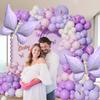 Butterfly Balloon Wreath Set Purple Butterfly Aluminum Film Balloon Macaron Color Series Used for Party and Birthday Dress Up