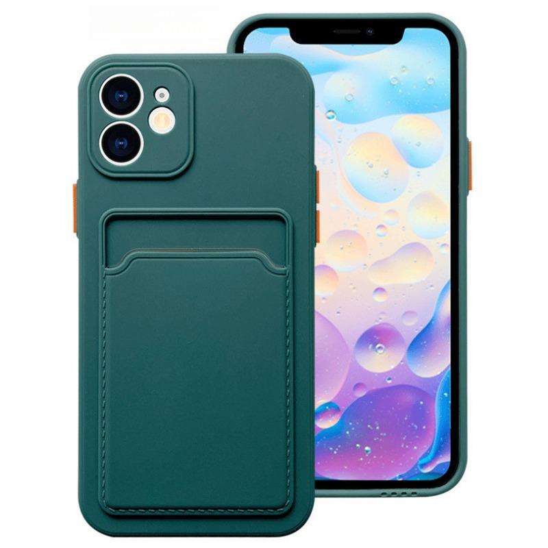 IPhone 16 Card Bag Card Case Suitable for Apple 15 Contrasting Color Button Skin Feeling XR Full-pack Lens Protection Case