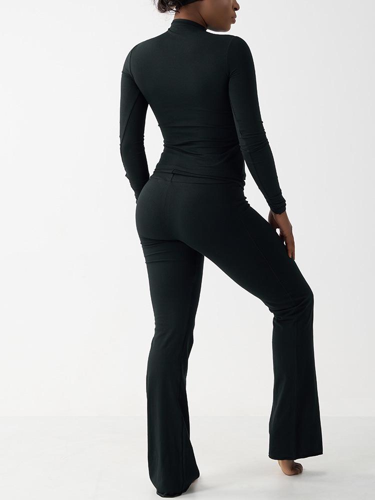 Cross-border Cotton-Modal Nude Yoga Suit: High-Waist Long Sleeve Fitness & Casual Sportswear Set