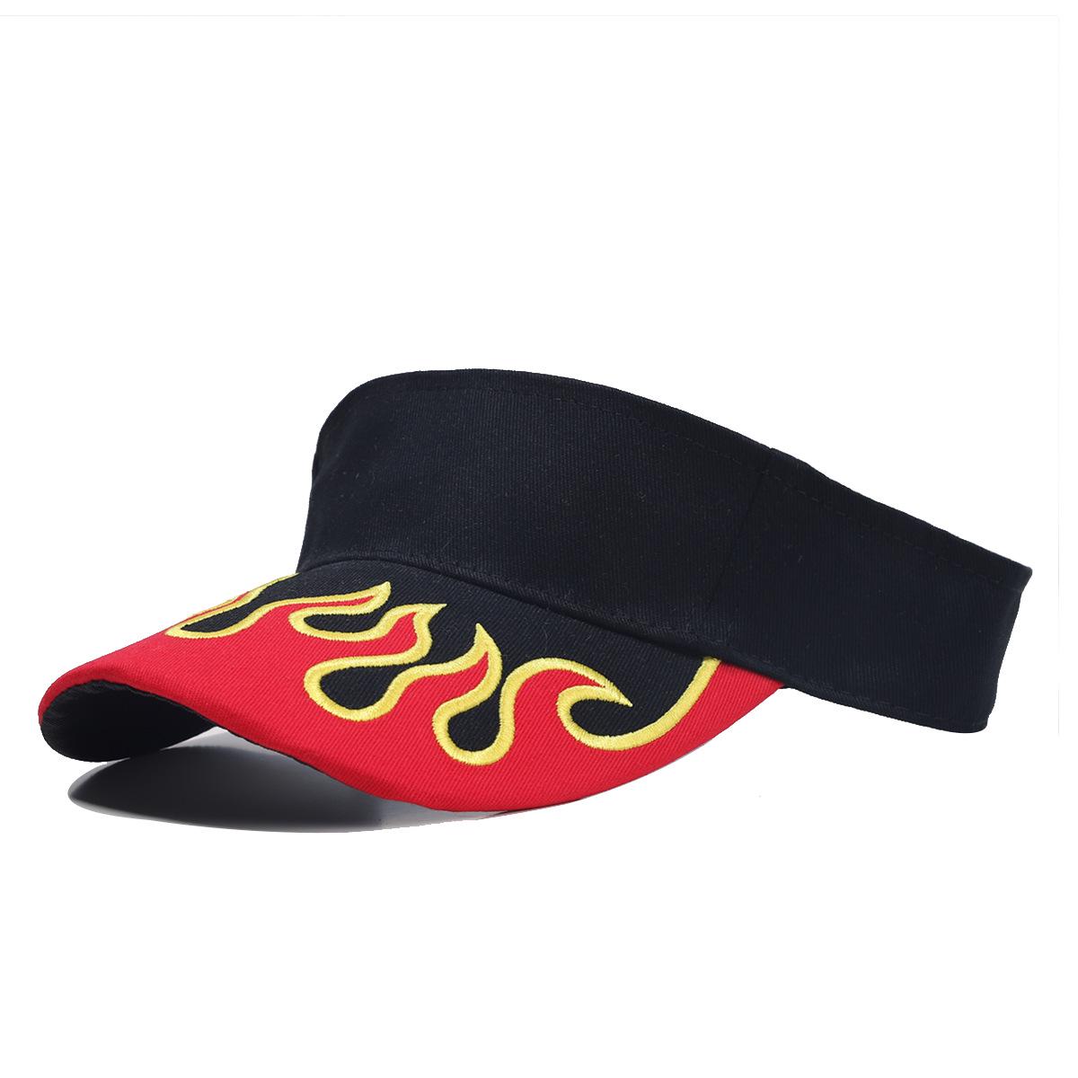 2025 Women s Embroidered Flame Sun Visor Cap - European & American Style Sun Protection Hat M (56-58 cm) чёрный