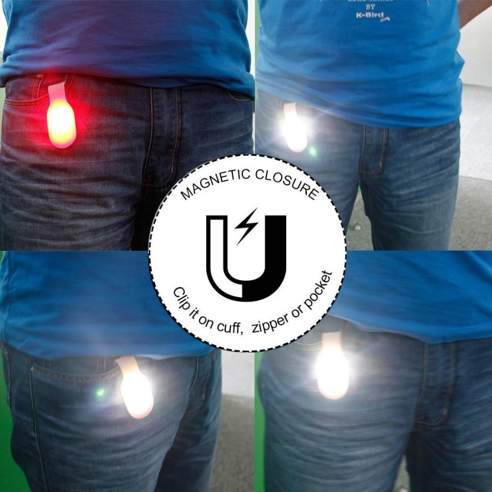 LED Clip On Flashlight Silicone Night Light Backpack Light Pocket Work Light Safety Warning Light for Outdoor Night