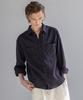 Dekkoloso Jacquard Texture Striped Linen Shirt [Navy]