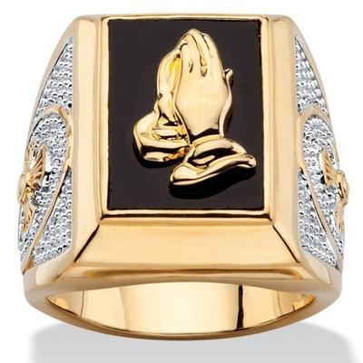 Bague en Acier Inoxydable Plaqué Or Pour Hommes Tendance Personnalité Main Pliée Bague de Doigt Mode Masculine Fête