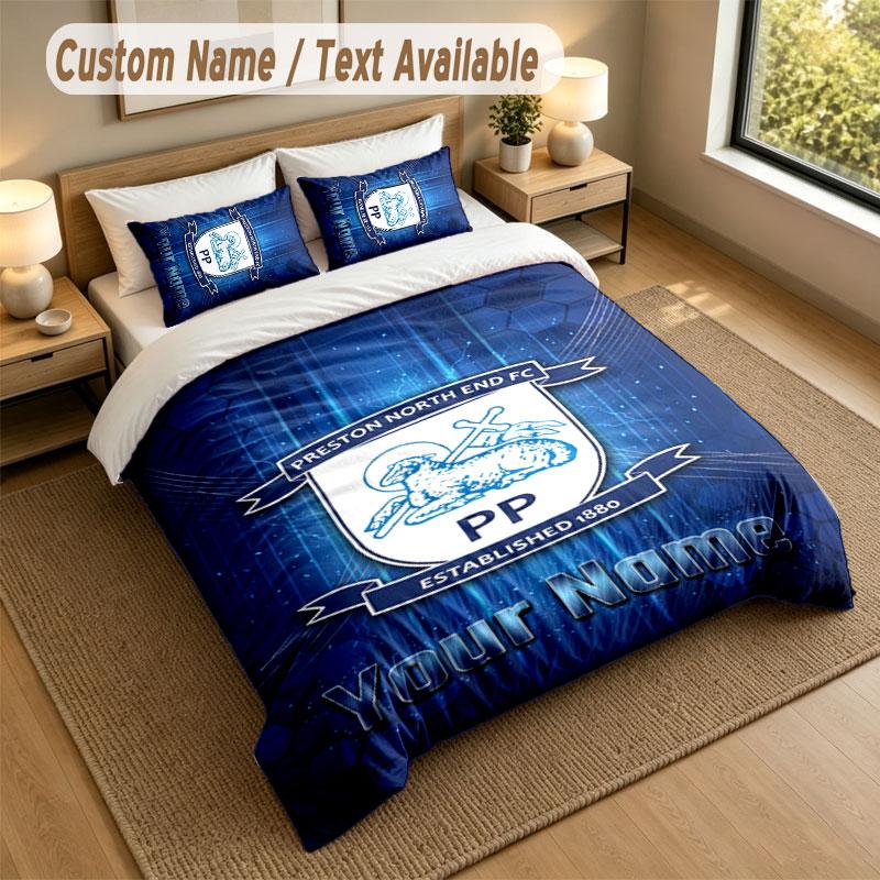 Bedding Set 1 Duvet Cover 2 Pillowcases Preston North End Print Soft Bed Linen Bedroom Decor