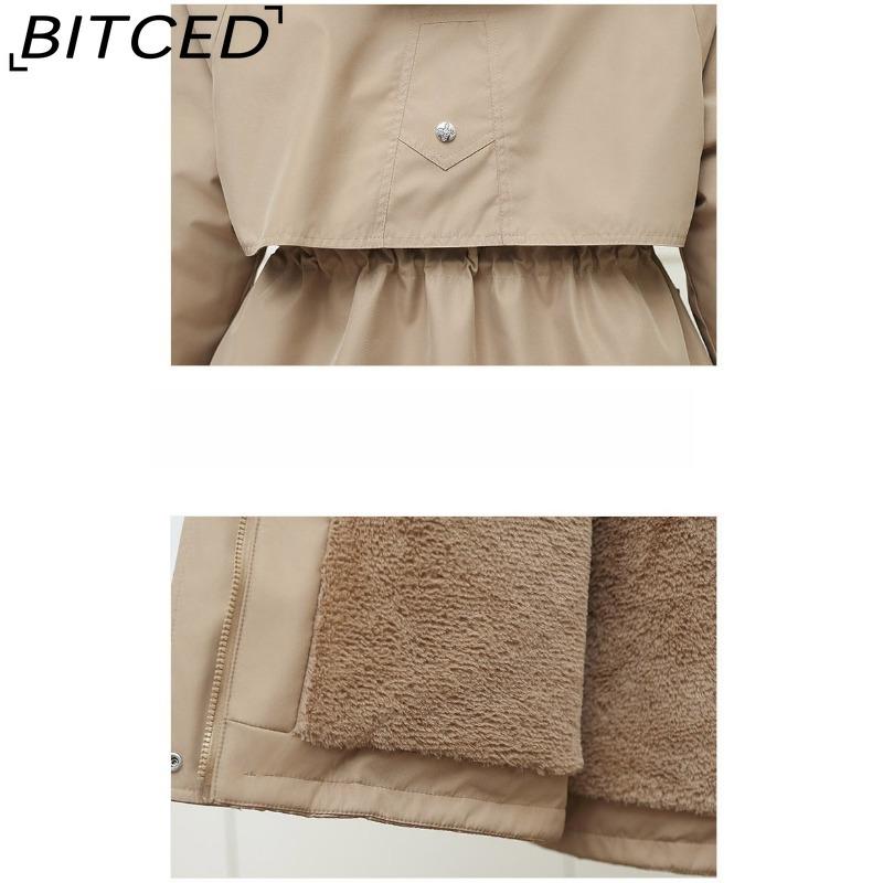 BITCED Winter Thickened Puffer Coat for Women with Waist-cinching, Slimming Fit, Hood and Large Fur Collar for Warmth