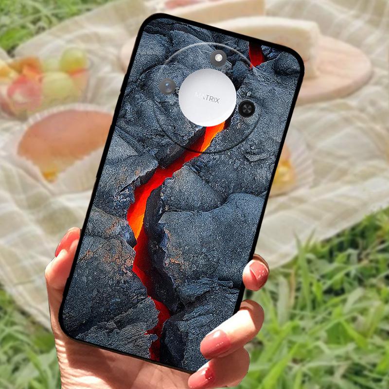 For Huawei Honor X60 Case Flowers Painted Cover Black Silicone Soft TPU Phone Case For Honor X60 Protective Shell Bumper