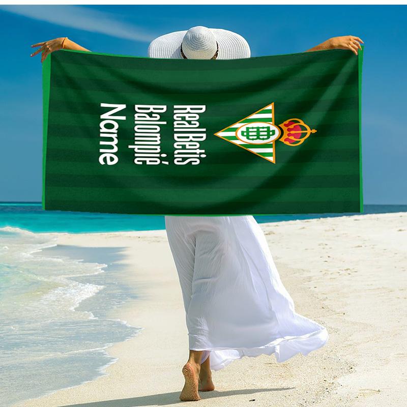 Personlig anpassad proof strandhandduk med mönster från Real Betis Balompié - mjuk, absorberande, snabbtorkande, perfekt för simning, camping och bad