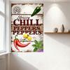 Rustic Vintage Home Fun Spicy CHILL PEPPERS Metal Tin Sign - Green Jalapeño Red Chili Habanero for Kitchen Bar Cafe Home Decor