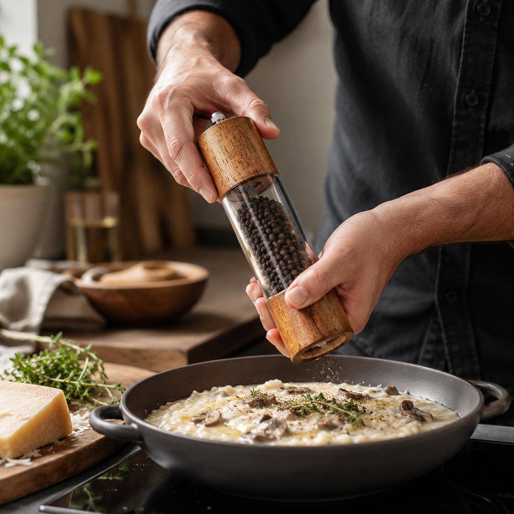 Manual Acrylic and Wood Grinder for Peppercorn Sea Salt and Spice Seasoning Bottle with Hand Crank Design for Kitchen Use