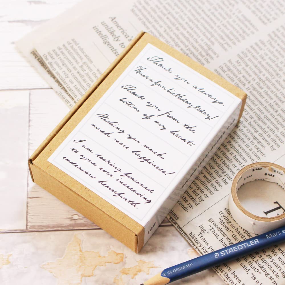 Stylish Birthday Thank You Message Birthday Thank Letter Wooden Rubber Stamp Made in Japan Stamps, Card, You, Cursive, Antique-Style Stamp, Set, Gift,