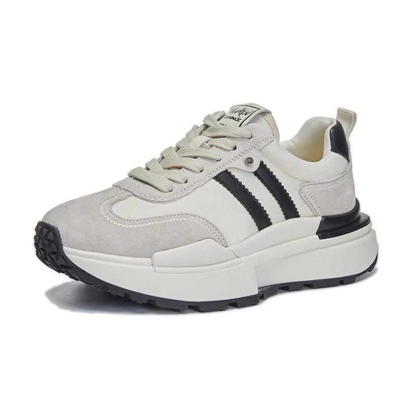 Absorbent sole leather German training shoes women's 2025 spring new casual versatile dad shoes women's platform sports Forrest Gump shoes