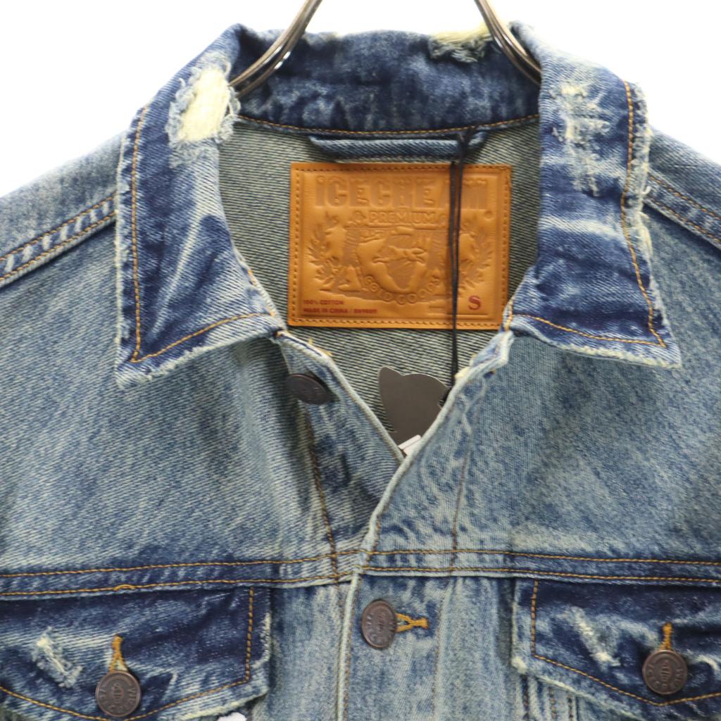 Ungetragen EIS Skelett Schadensbearbeitung Jeansjacke S blau Mit Tasche Herren Gebraucht