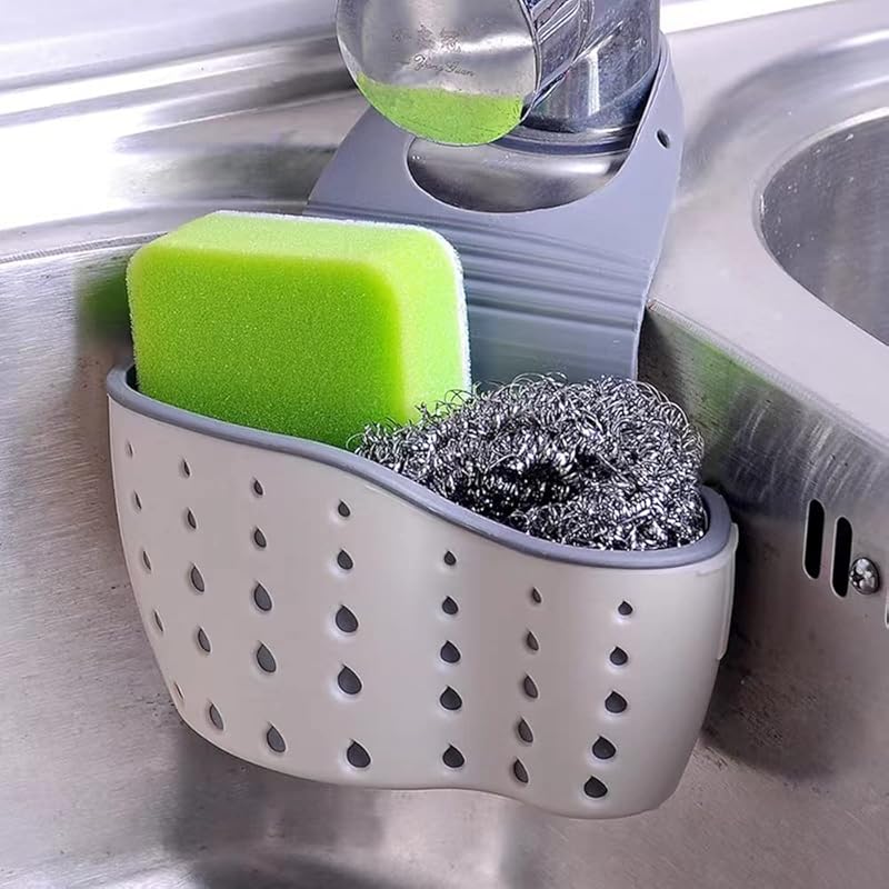 Kitchen Faucet Sponge Holder Sink Caddy Organizer Over Faucet Hanging Faucet Drain Rack for Sink Organizer (Black-Normal) Easy