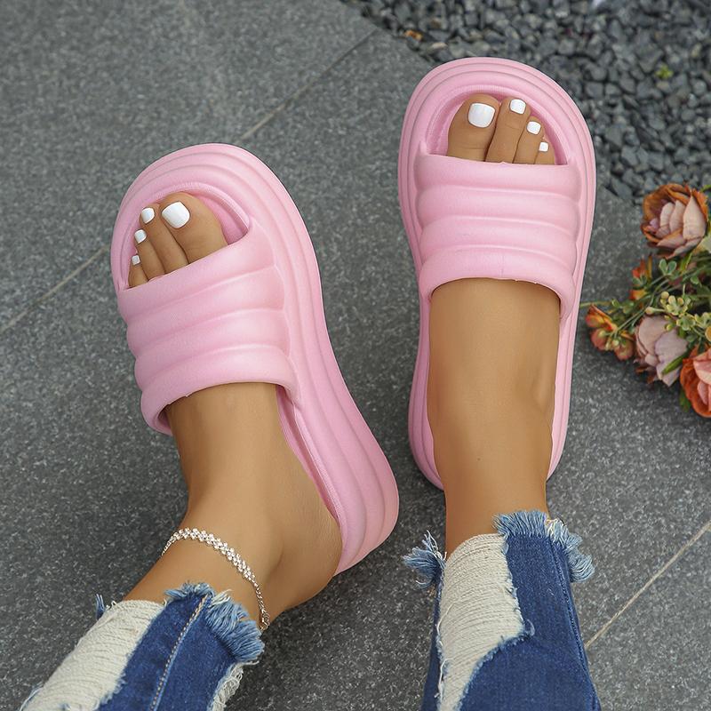 Women's Chunky Platform Slippers Summer Comfort Soft Thick Bottom Slides Woman for Sandals 2024 Open Toe Non-slip Beach Shoes