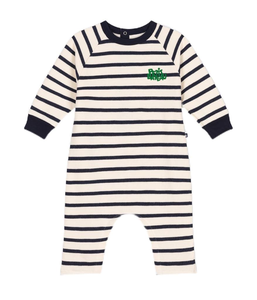 Sweat Combinaison A0BKX Milky 18 Months 81cm [Petit Bateau] White/Navy