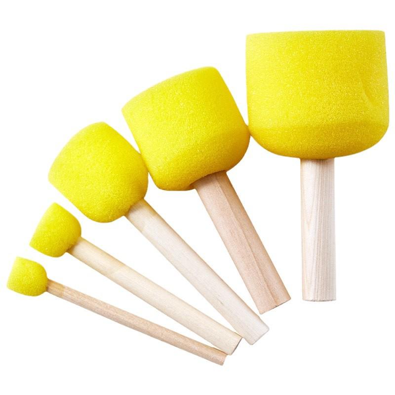 Children's Educational Mushroom Head Sponge Stamps with Wooden Handles