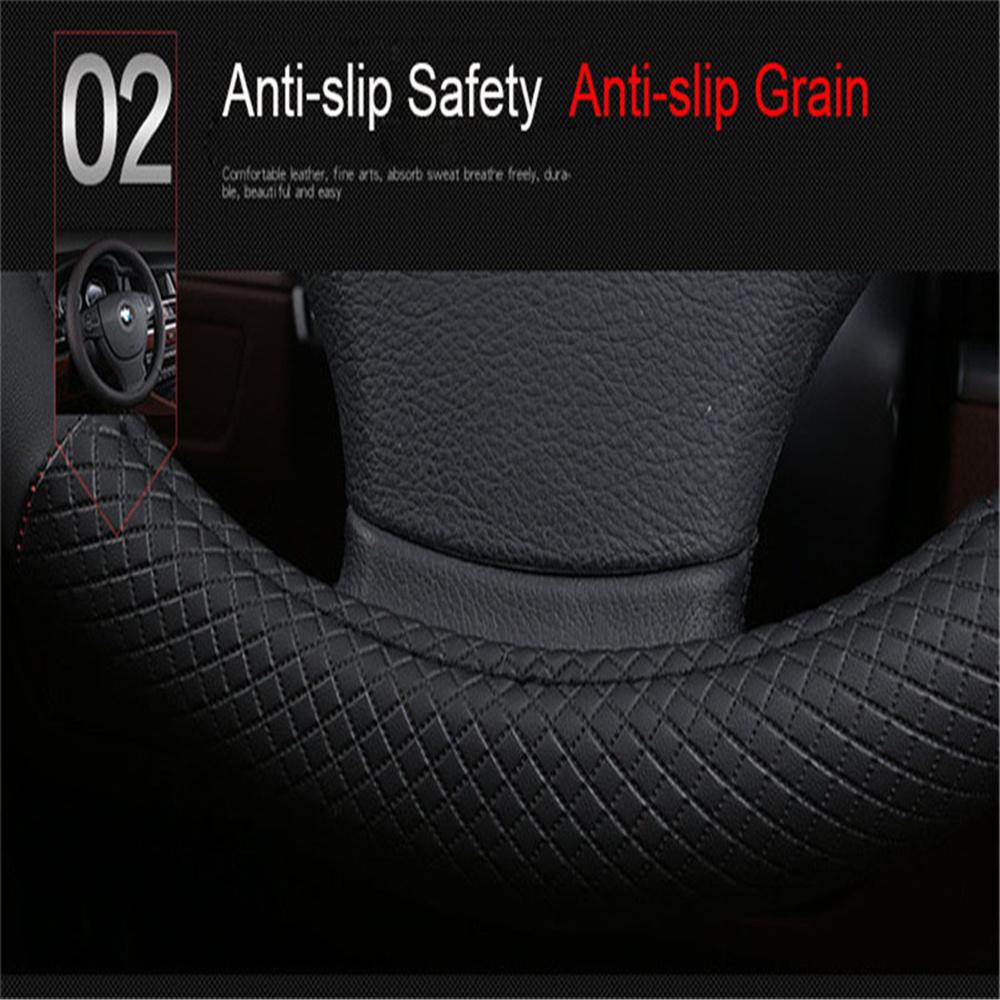 Car Black 38cm PU Leather Steering Wheel Cover Skidproof Comfortable Car-styling
