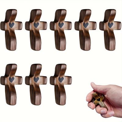 Handheld Olive Wood Clinging Cross From Elegant Wooden Cross Decor - Versatile Spiritual Symbol for Home & Office, Perfect Gift
