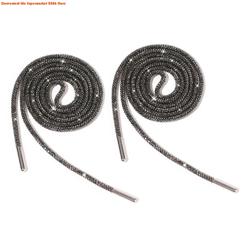 2Pcs Rhinestones Shoelaces 140cm Glitter Round Laces Shining Crystal Shoe Lace Strings Drawstring Cords Replacement