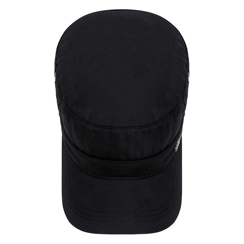 A Flat-topped Men's Outdoor Casual Breathable Sun Hat with An Eagle Logo, Made of Cotton and Adjustable