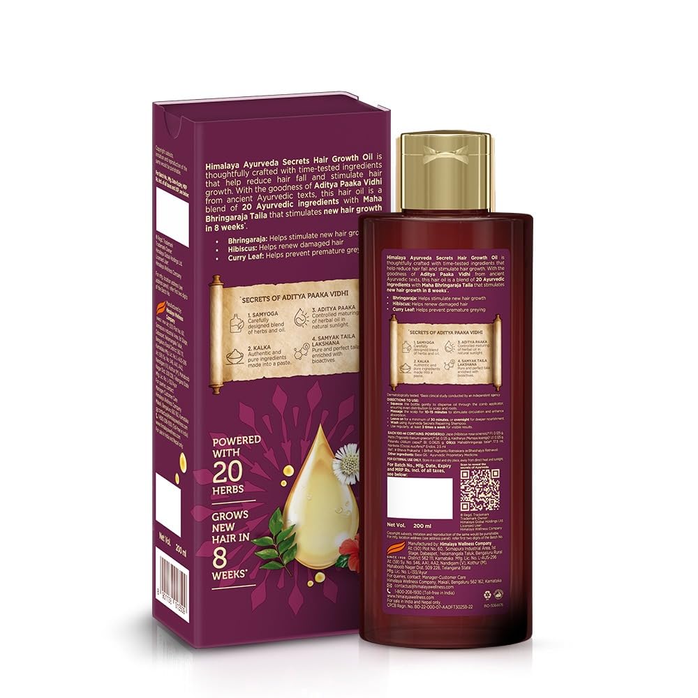 Himalaya Ayurveda Secrets Hair Growth Oil 200 Ml Pack of 1 | Ayurvedic Scalp & Hair Strengthening Oil