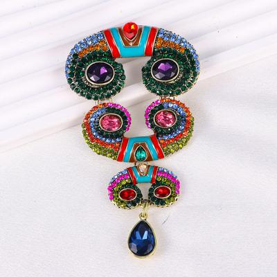 Fashion Retro Style Heavy Industry Brooch Baroque Style Glass Pendant Brooch Medieval Corsage