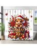 Christmas Highland Cow Shower Curtain Merry Christmas Home Bathroom Decorations Western Rustic Farmhouse Bathtub Curtain Set