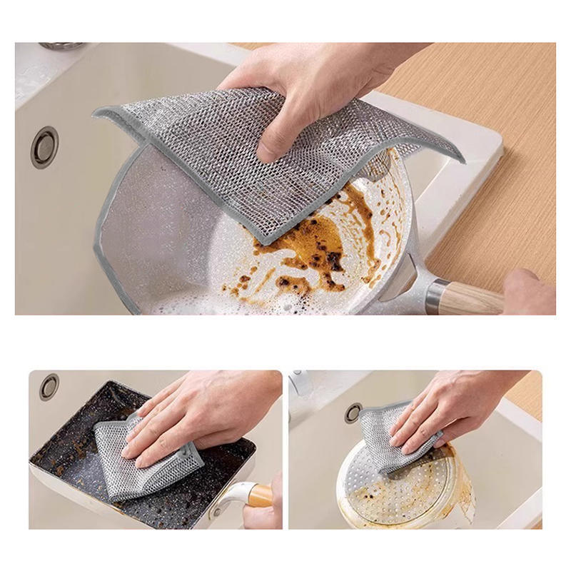 3 STÜCK Verdickte Reinigungstücher - Edelstahl-Küchenlappen zur Entfernung von Ölflecken Langlebig Waschbar Wiederverwendbar