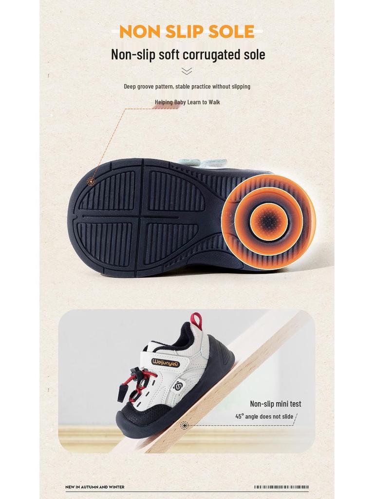 Wei Jun Yi Toddler Winter Cotton Shoes, Soft Sole, Plus Velvet, for 1-3 Year Olds, Girls' Functional Footwear.