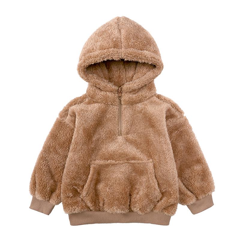 Girls' Lambswool Hooded Coat: Warm, Stylish, and Furry Winter Sweatshirt