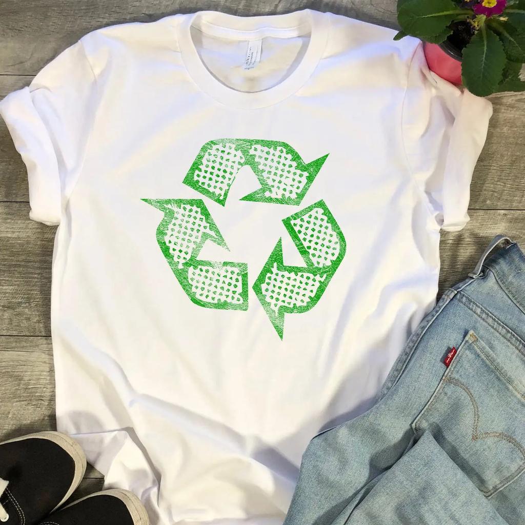 Recycle T Shirt Save The Earth Vintage Unisex Breathable Versatile Designer Clothes Casual Soft Stylish Graphic