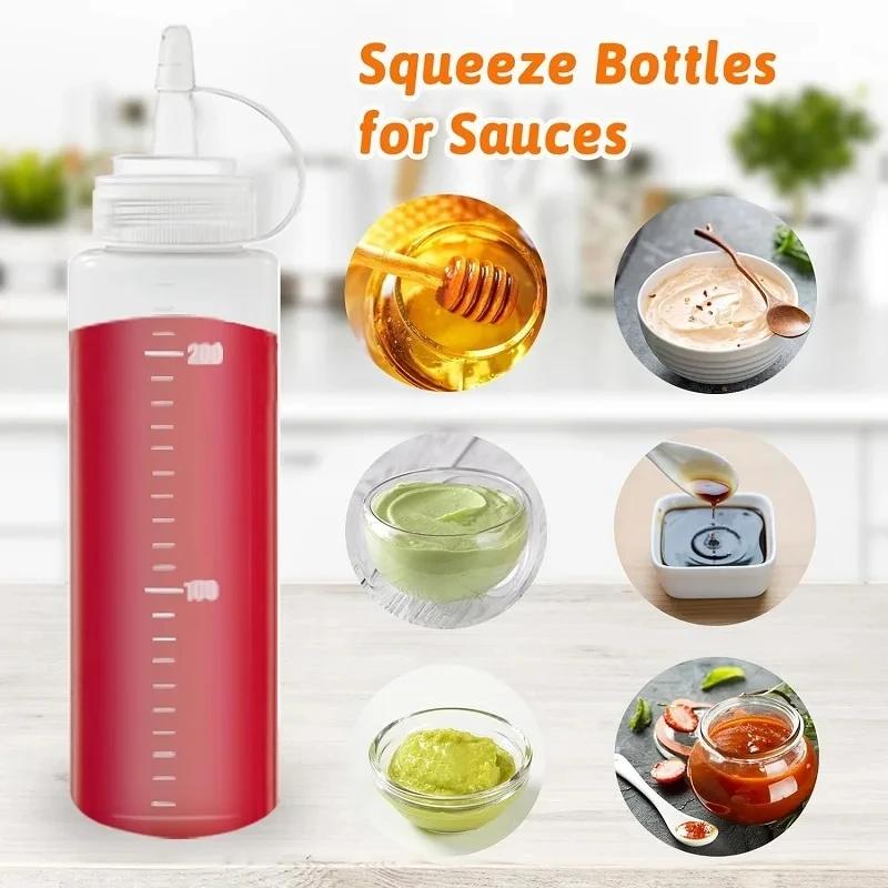 240ML480ML Squeeze Bottles for Ketchup Mustard BBQ Sauces Olive Oil Dispenser Kitchen Tools Durable Leakproof