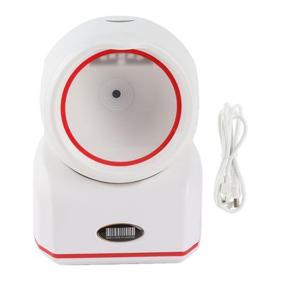Barcode Scanner USB 2D 1D Omnidirectional Sensing 617nm Red LED Desktop Label Reader for Phone Computer Screens White