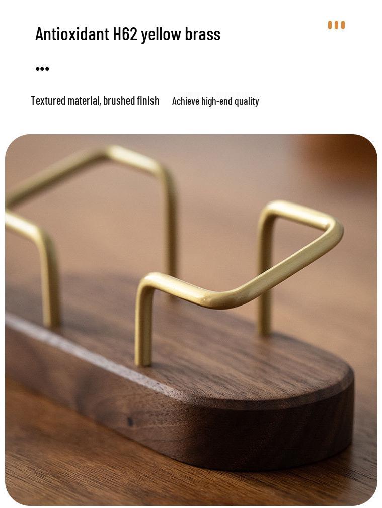 Ovale Massief Houten Visitekaarthouder met Messing Klem - Creatieve Minimalistische Kaartopbergdoos Standaard